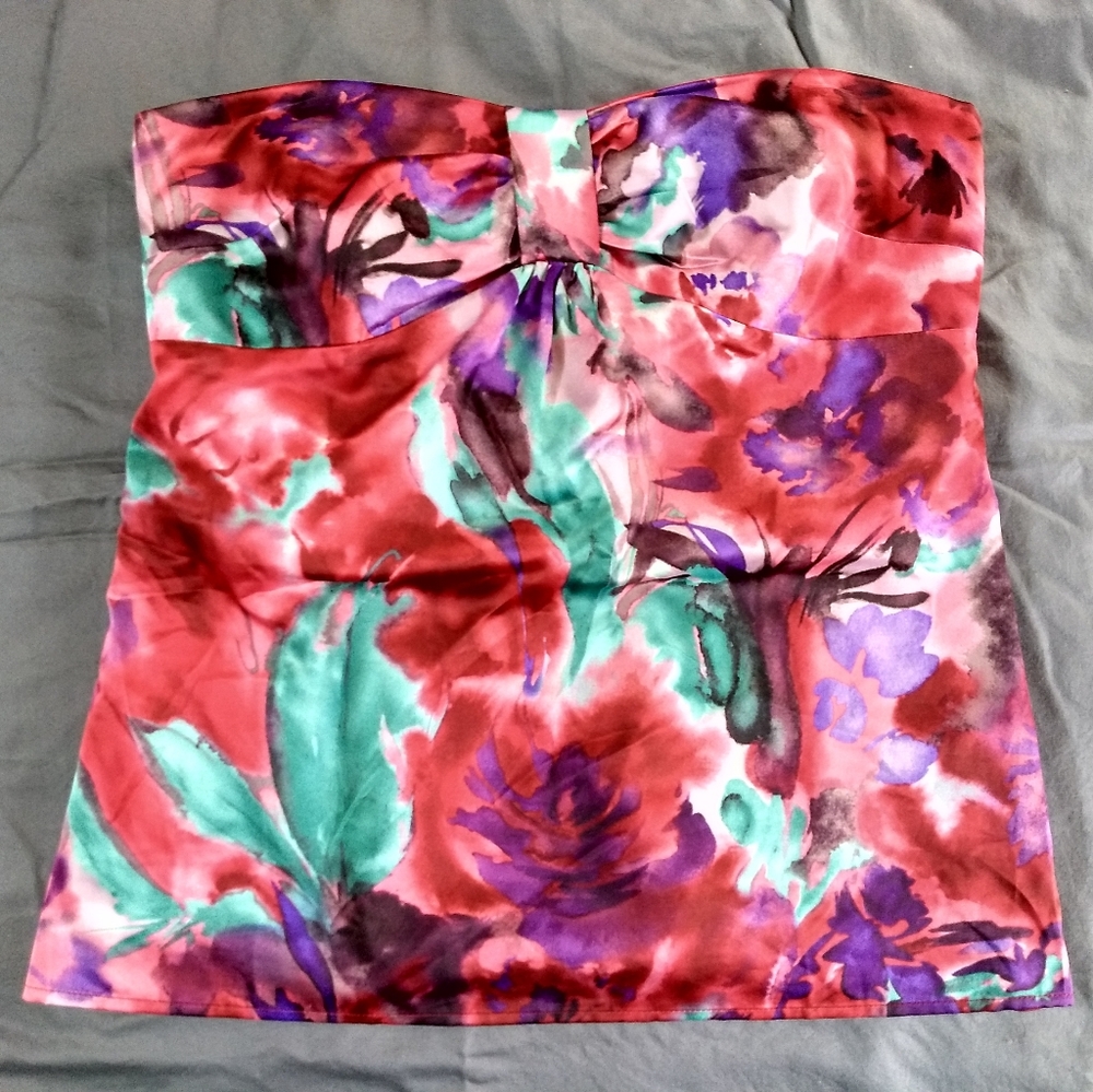 Loft Strapless Floral Top Size 6